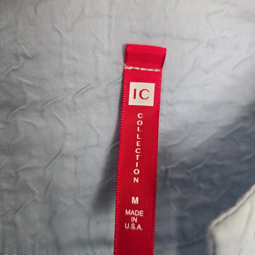 IC Collection Women Textured Asymmetrical One-Button Jacket Sz M Blue Minimalist - Picture 8 of 12